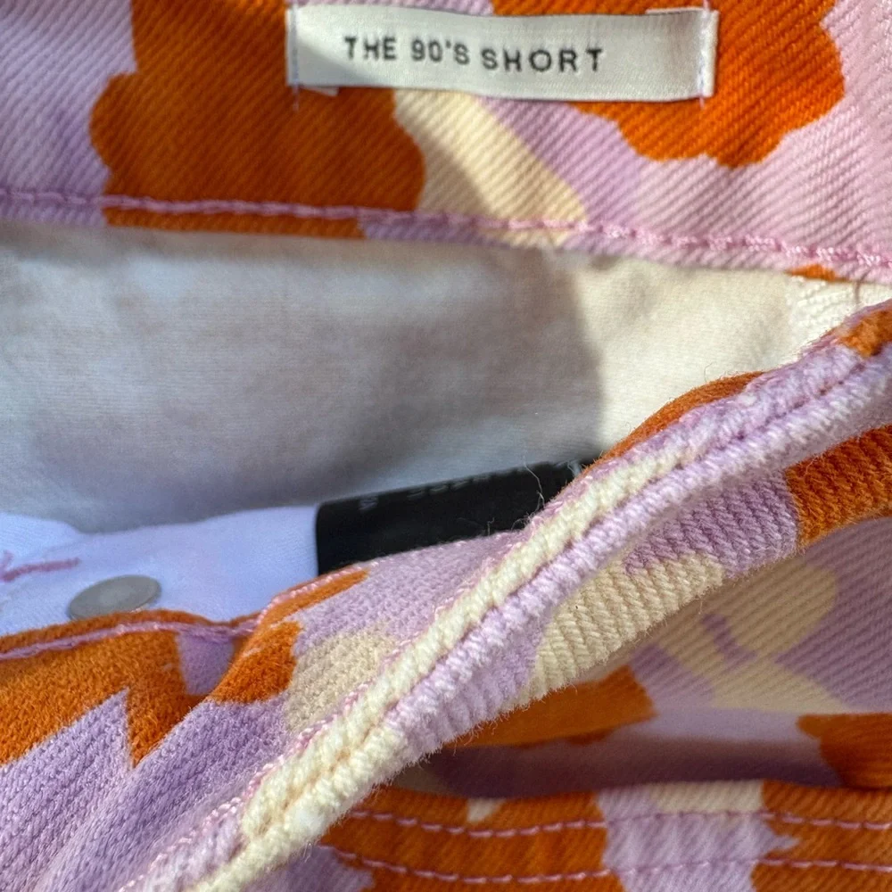 Zara The 90 short Orange and Purple floral Jean Shorts - Picture 5 of 5